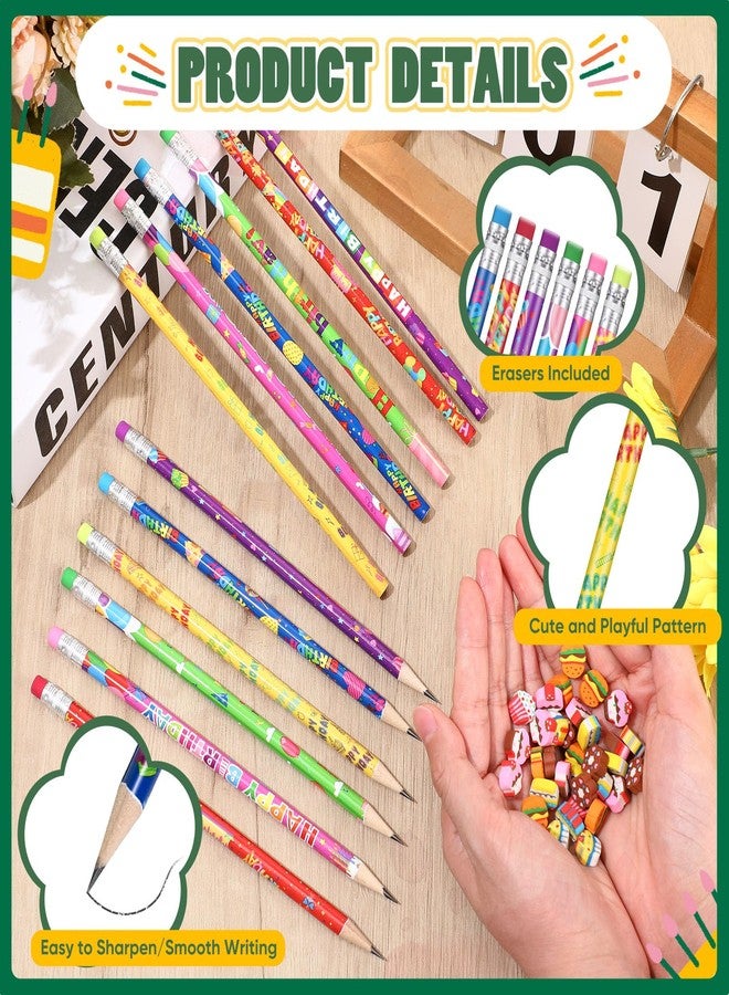 Feifeiya 36 Sets Happy Birthday Pencils with Cake Erasers Bulk Birthday Classroom Gift for Back to School Stationery Set from Teacher for Class Reward Goodies Carnival Events Party Supplies - Image 3