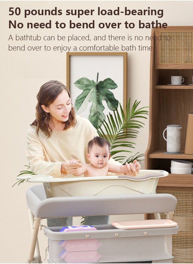 Portable Baby Changing Station with Adjustable Height - Foldable Diaper Table with Wheels,Waterproof Pad, Safety Belt & Large Storage Racks, Ideal for Newborn and Infants - pzsku/Z2CB469148B0112CF974DZ/45/_/1731898683/e94b77aa-b5fa-4efa-b865-a2e9b36359e1