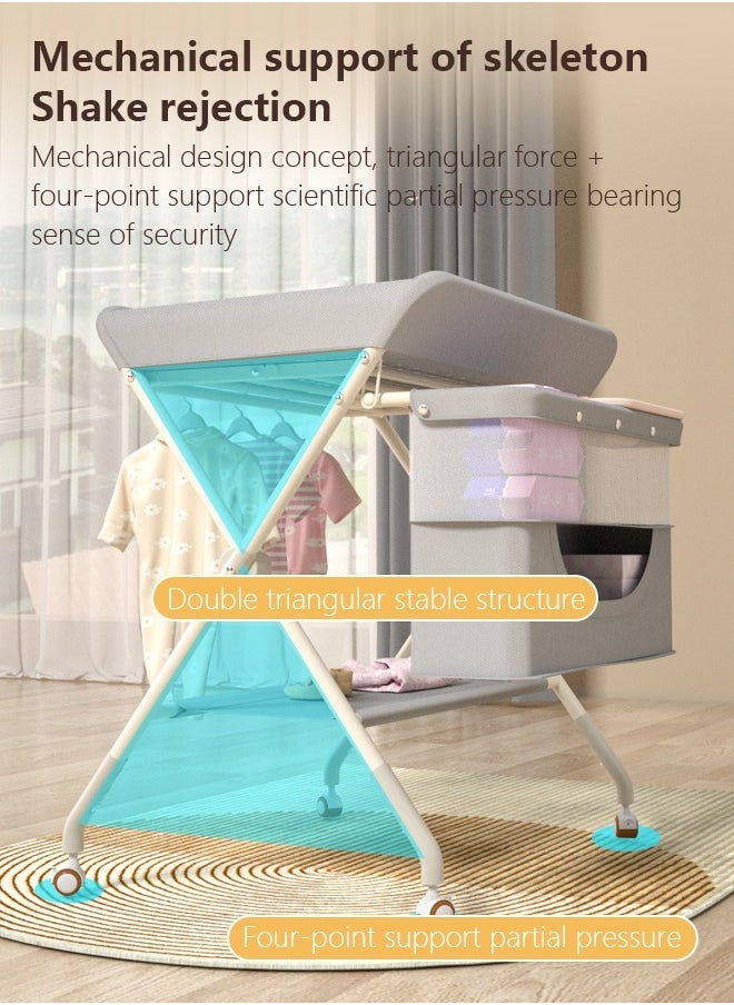 Portable Baby Changing Station with Adjustable Height - Foldable Diaper Table with Wheels,Waterproof Pad, Safety Belt & Large Storage Racks, Ideal for Newborn and Infants - pzsku/Z2CB469148B0112CF974DZ/45/_/1731898696/59c542da-babc-4c56-ab32-c7c25e709de4