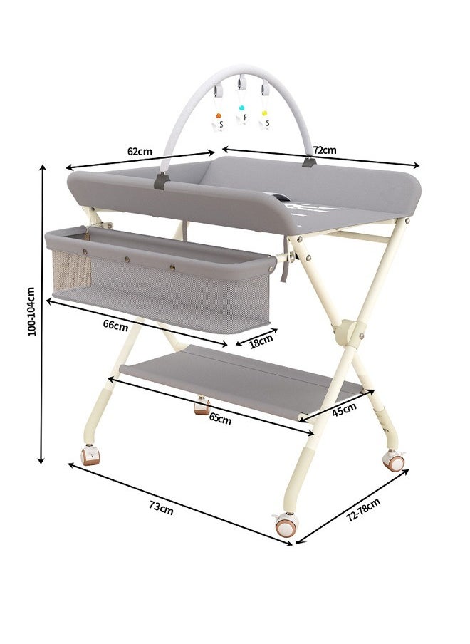 Portable Baby Changing Station with Adjustable Height - Foldable Diaper Table with Wheels,Waterproof Pad, Safety Belt & Large Storage Racks, Ideal for Newborn and Infants - pzsku/Z2CB469148B0112CF974DZ/45/_/1731898704/e7939078-3aa9-4fd5-8588-66dd2fe485e8