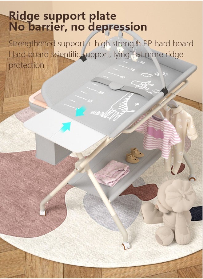 Portable Baby Changing Station with Adjustable Height - Foldable Diaper Table with Wheels,Waterproof Pad, Safety Belt & Large Storage Racks, Ideal for Newborn and Infants - pzsku/Z2CB469148B0112CF974DZ/45/_/1731898705/f7454ca5-335f-4cdb-ac19-8ef2f021c9ad