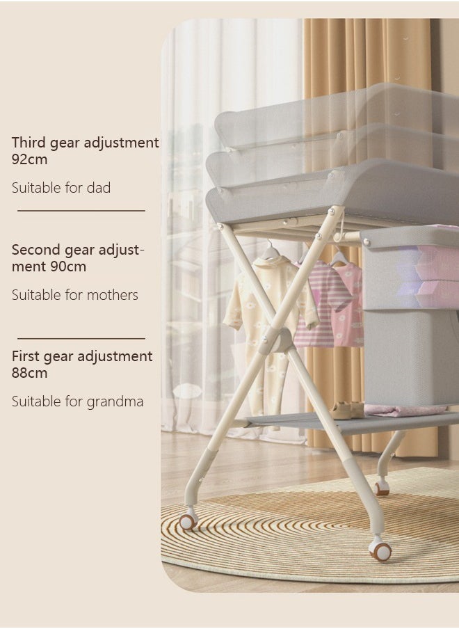 Portable Baby Changing Station with Adjustable Height - Foldable Diaper Table with Wheels,Waterproof Pad, Safety Belt & Large Storage Racks, Ideal for Newborn and Infants - pzsku/Z2CB469148B0112CF974DZ/45/_/1731898707/75bd4003-e719-4ed7-a5c9-4072c4b4a2f8