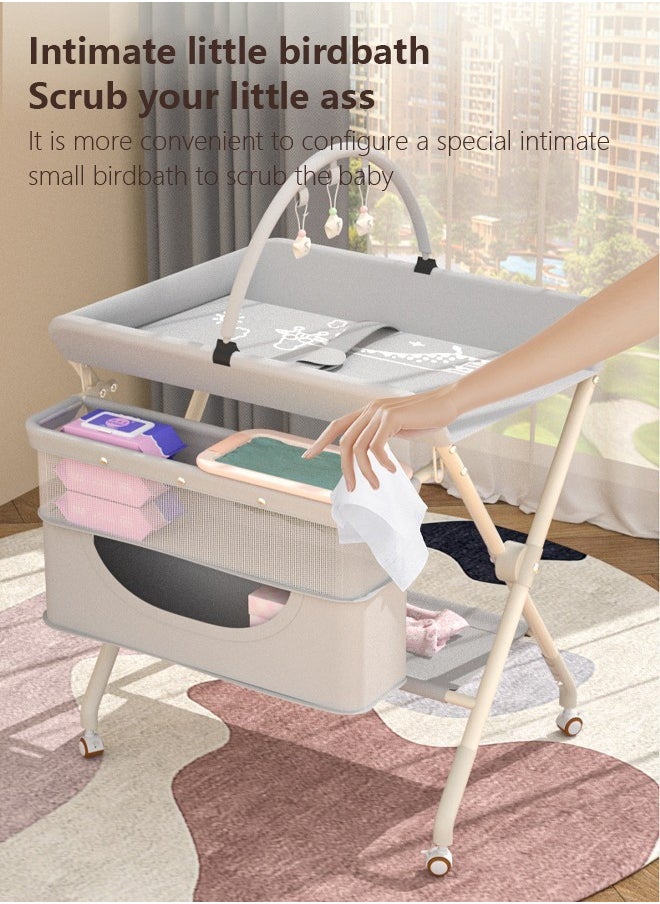 Portable Baby Changing Station with Adjustable Height - Foldable Diaper Table with Wheels,Waterproof Pad, Safety Belt & Large Storage Racks, Ideal for Newborn and Infants - pzsku/Z2CB469148B0112CF974DZ/45/_/1731898707/dbb4eb07-ce52-402d-8709-3f92879cf2ac