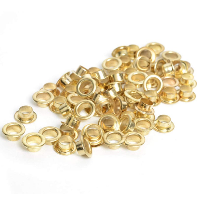 روايلينغ 100 قطعة 4 مم عيون معدنية ذهبية دائرية ثقوب داخلية جروت DIY ريفيت إكسسوارات صناعة الجلد ثقوب للحقائب والأحزمة والملصقات والملابس والكتب المصنوعة يدويًا