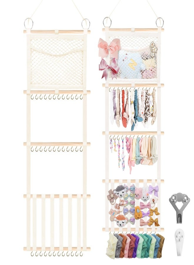 Munzong Headband Holder Head Bands Organizer with net Bag for Girls, Baby Headbands Hair Accessories Organizer Storage Wall Hanging Decor Headband Holder - Image 1