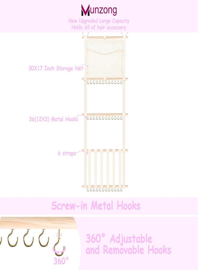 Munzong Headband Holder Head Bands Organizer with net Bag for Girls, Baby Headbands Hair Accessories Organizer Storage Wall Hanging Decor Headband Holder - Image 3