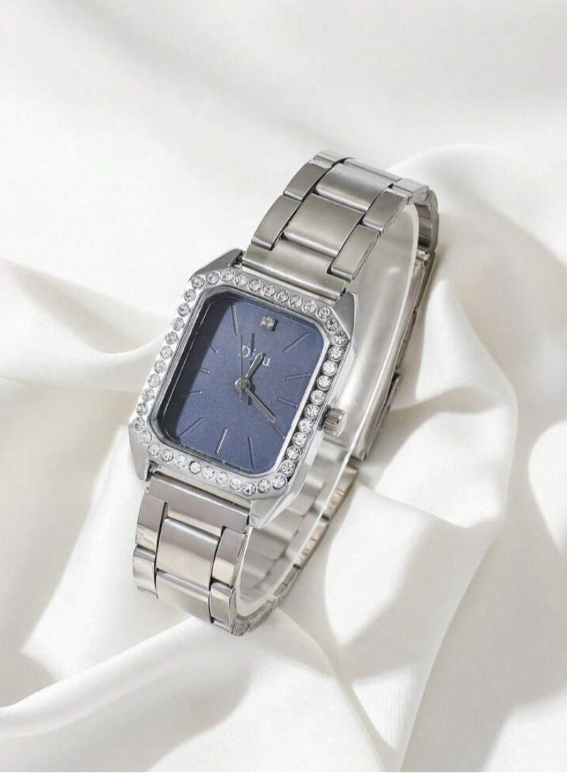 ديسو DISU ساعة نسائية كوارتز كلاسيكية فضية اللون ازرق بحري - Image 3