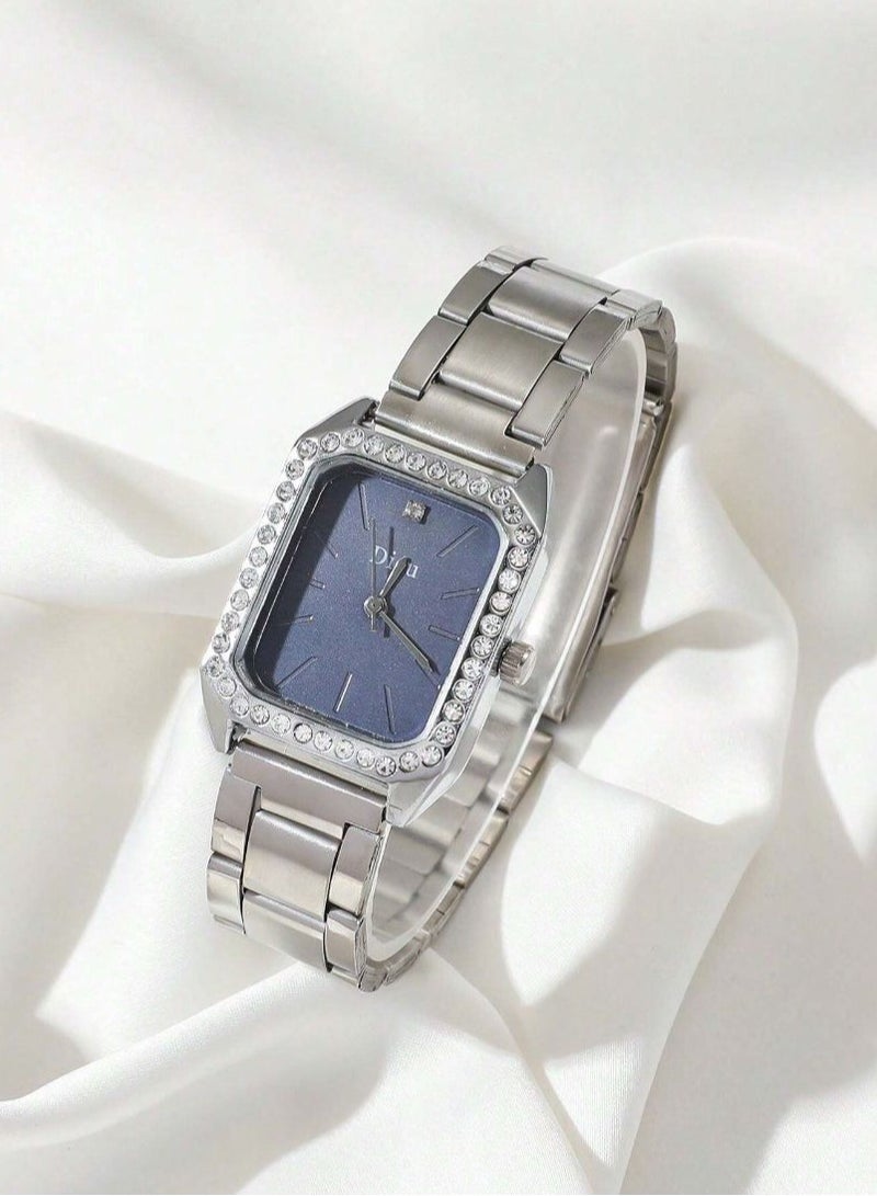 ديسو DISU ساعة نسائية كوارتز كلاسيكية فضية اللون ازرق بحري - Image 5