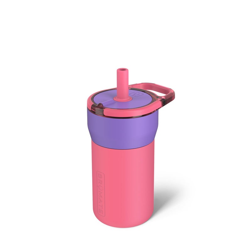 BrMate Leap 12oz 100 Leakproof Kids Tumbler with Handle and Silicone Soft Straw Drop Resistant Silicone Sleeve For Kids 4 Insulated Stainless Steel Cup Holder Friendly 12oz Aurora