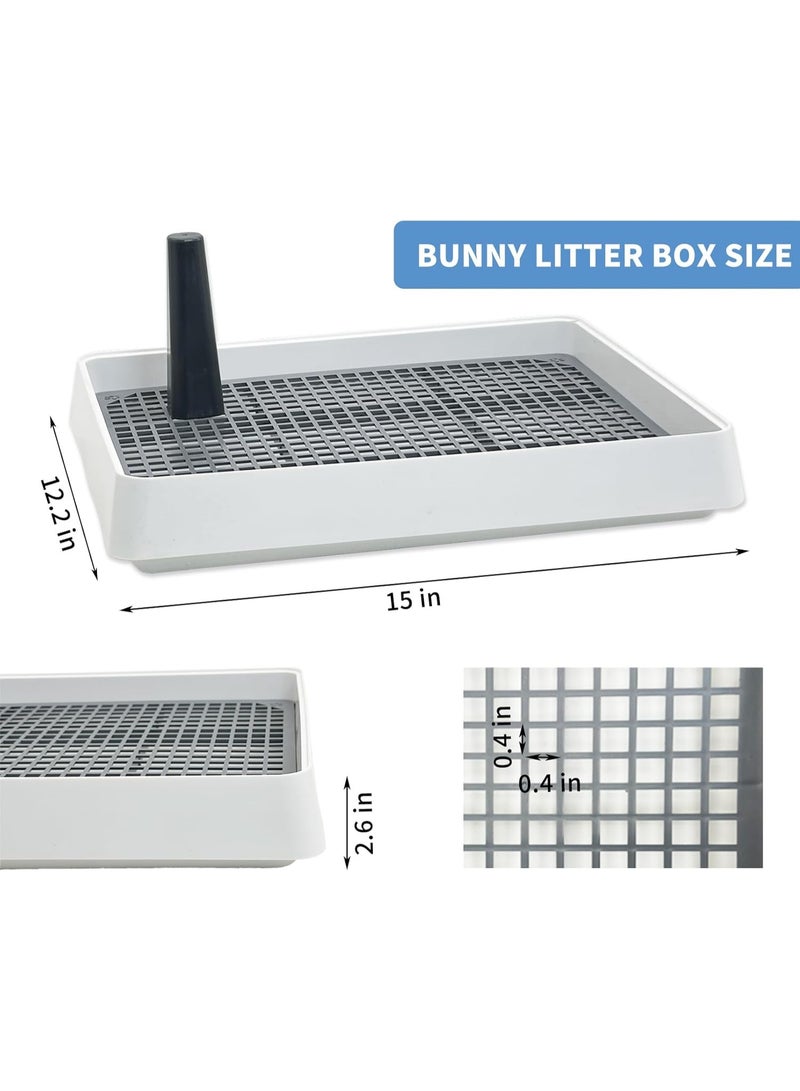 Meetion Rabbit Litter Box for Cage, 2 PCS Guinea Pig Potty Box with Grid Bunny Litter Tray Small Animals Potty Trainer Ferret Corner Toilet for Bunny Guinea Pig Chinchilla Ferret Hedgehog Rats - Image 2