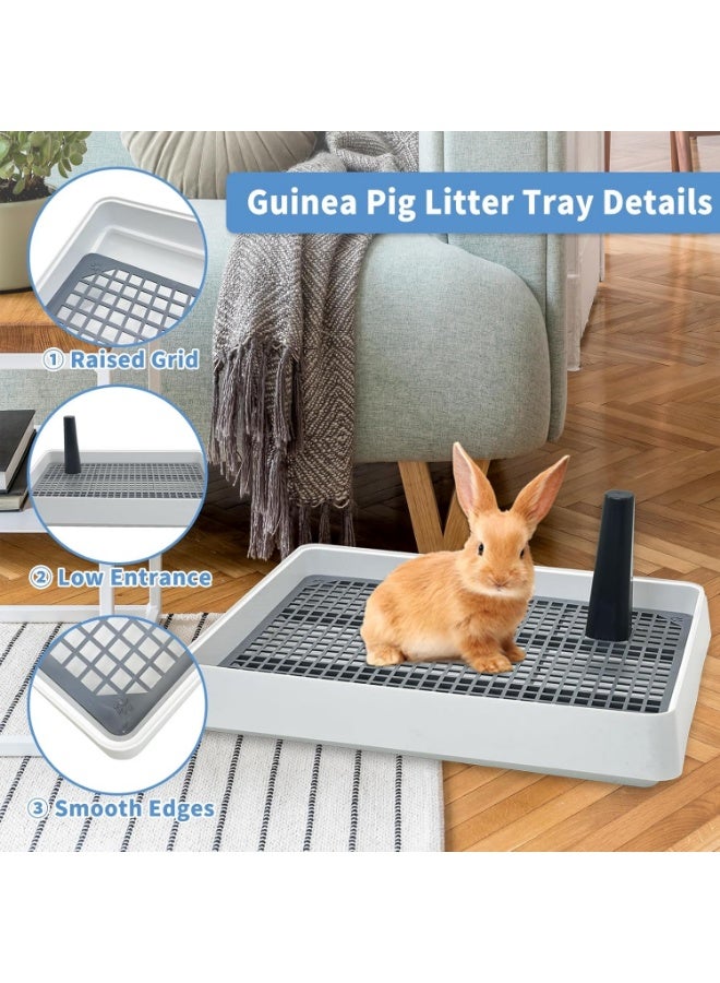 Meetion Rabbit Litter Box for Cage, 2 PCS Guinea Pig Potty Box with Grid Bunny Litter Tray Small Animals Potty Trainer Ferret Corner Toilet for Bunny Guinea Pig Chinchilla Ferret Hedgehog Rats - Image 4