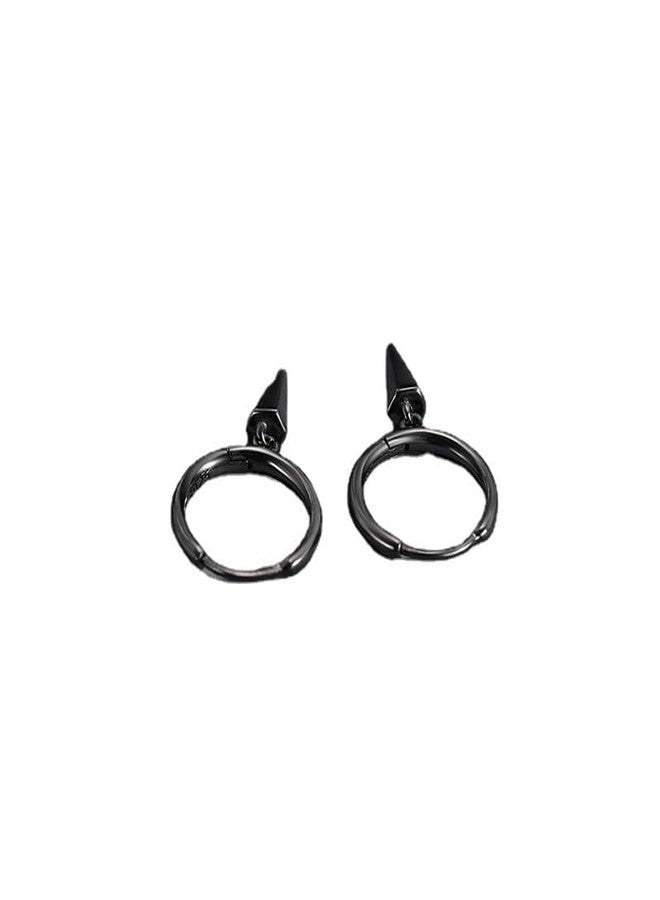 SECRET STASH Anti-Tarnish Black Sharp Loop Hoop Earrings | Gifts for Men And Boys | Stylish Adjustable Earring Set | Men's Jewellery | Man Fashion Accessories | Gift for Diwali, Christmas, Marriage, Birthday