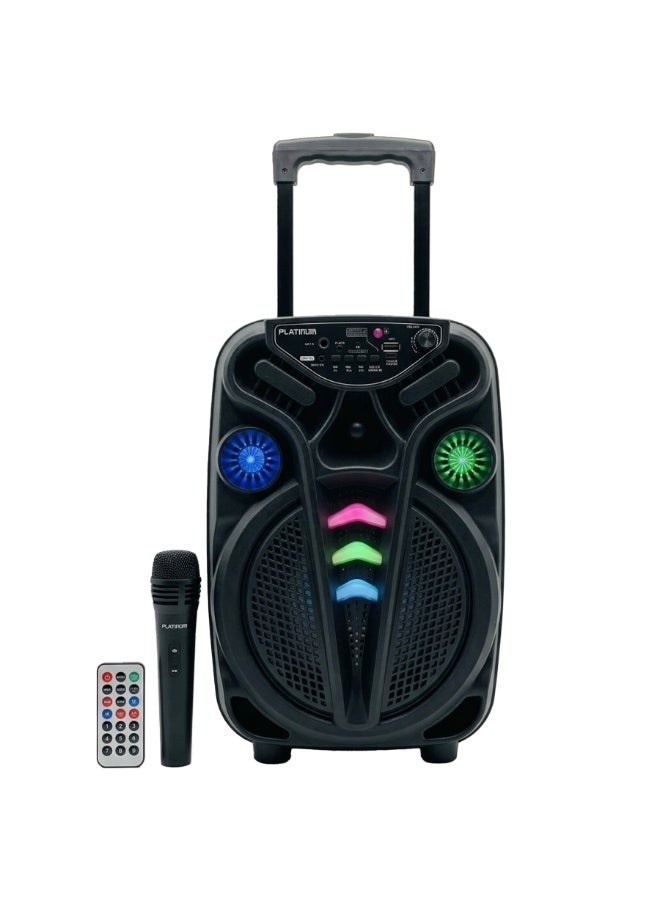 بلاتينيوم مكبر صوت كاريوكي محمول قابل لإعادة الشحن AH-801 مقاس 8 بوصات مزود بإضاءة LED وجهاز تحكم عن بعد، نظام مكبر صوت لاسلكي للحفلات مع تشغيل من محرك أقراص USB، ودعم بطاقة MicroSD، ومدخل AUX، وتوصيل ميكروفون للموسيقى والترفيه - Image 1
