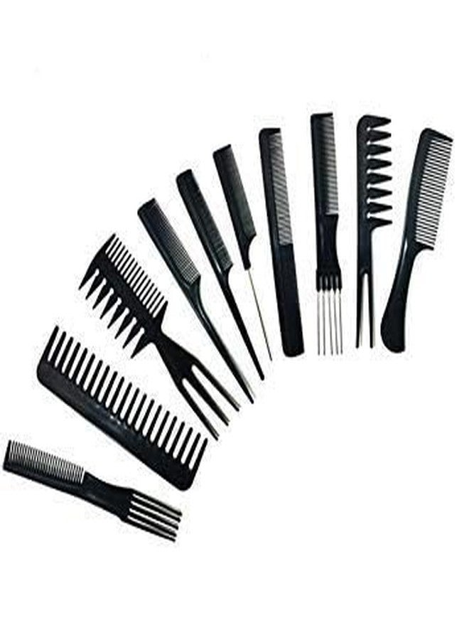 TWARAA Set of 10 Pcs Multipurpose Salon Hair Styling Hairdressing Barber Combs Professional Comb Kit with Hair Styling Section Clips | Styling Barber Comb Kits - Image 2