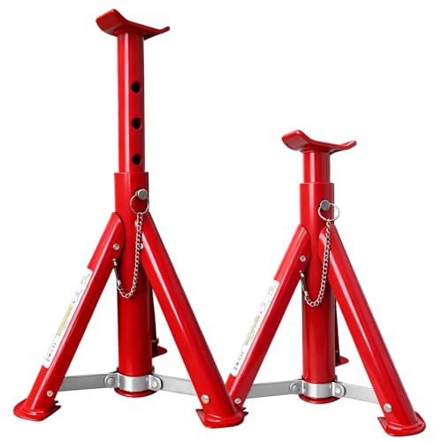 USYATO 3 Ton Foldable Jack Stands (6,600 LBs) - Heavy Duty Car Jack Stand for Trucks&SUV&DIY- Adjustable Height 11.42"-16.06" with Safety Pin - Ideal for Home Garage, Workshops, UTV/ATV - Red, 1 Pair - Image 1