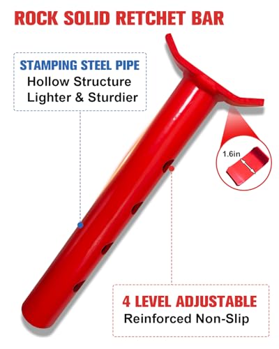 USYATO 3 Ton Foldable Jack Stands (6,600 LBs) - Heavy Duty Car Jack Stand for Trucks&SUV&DIY- Adjustable Height 11.42"-16.06" with Safety Pin - Ideal for Home Garage, Workshops, UTV/ATV - Red, 1 Pair - Image 3