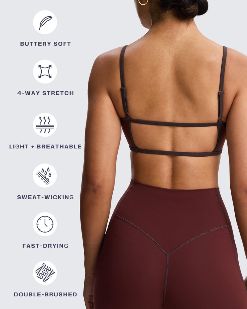 Aoxjox Women's Color Block Workout Sports Bras Fitness Lexi Lined Strappy Bra Athletic Yoga Crop Tank (Rum Raisin/Mulch, Medium) - Image 4