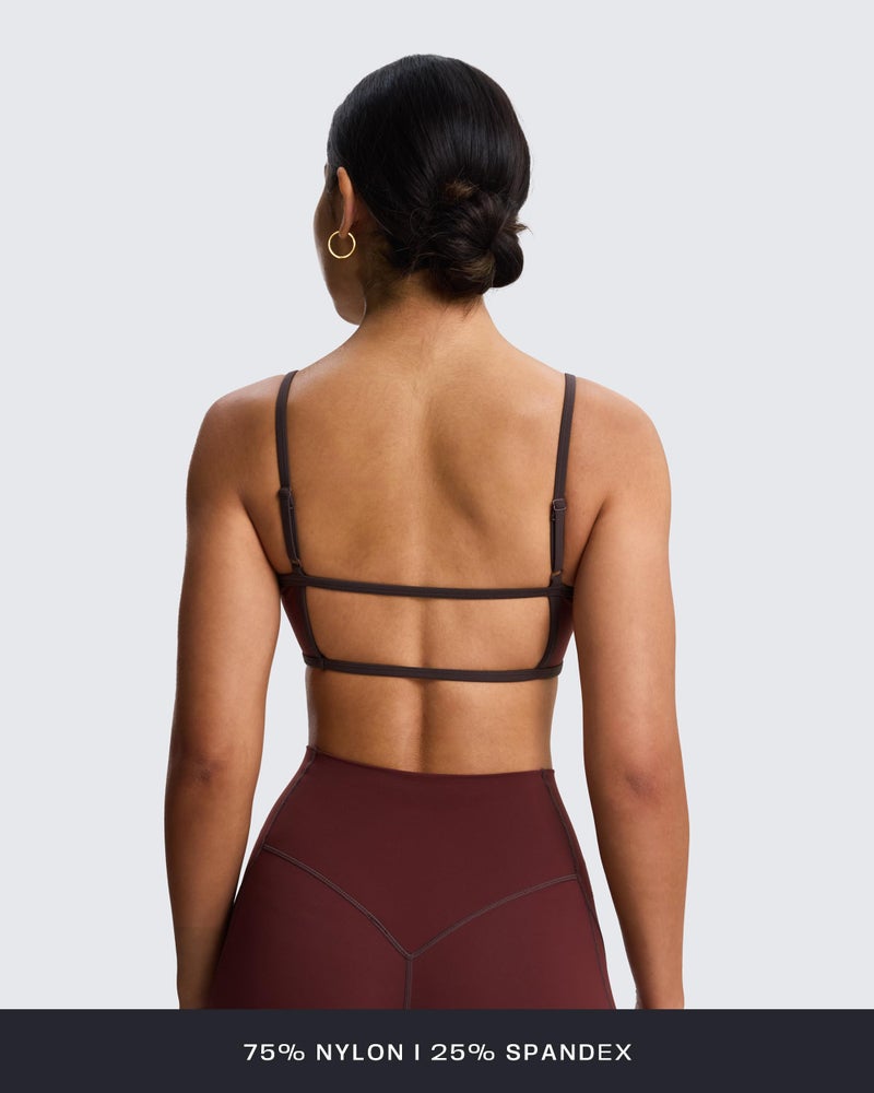 Aoxjox Women's Color Block Workout Sports Bras Fitness Lexi Lined Strappy Bra Athletic Yoga Crop Tank (Rum Raisin/Mulch, Medium) - Image 2
