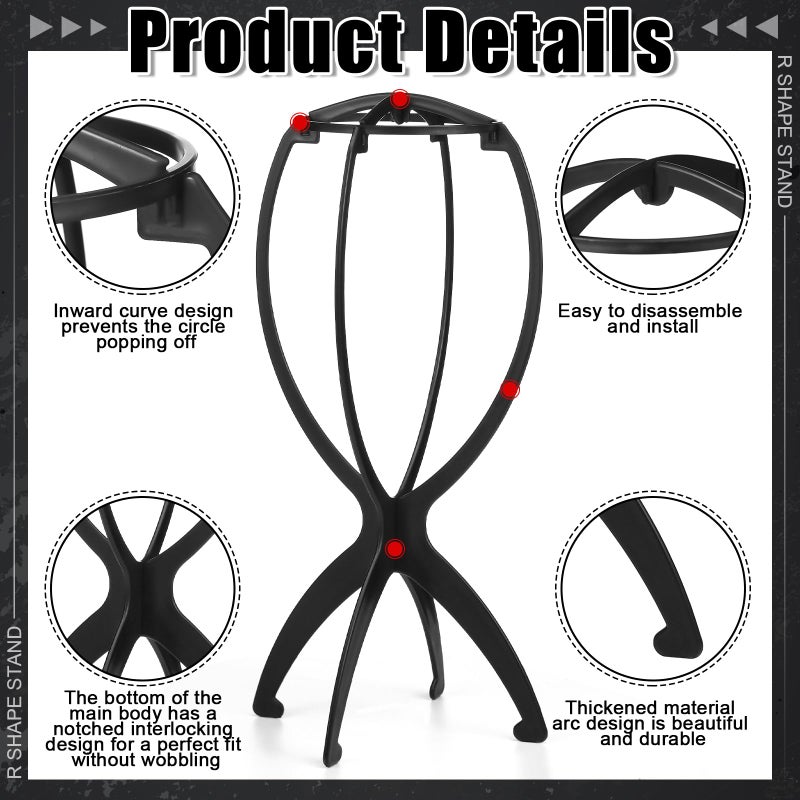 ProSuites 2 Pack Wig Head Stand with 3 PCS Wig Brush Comb, Travel Wig Holder Comb Set for for Women Multiple Wigs - Image 3