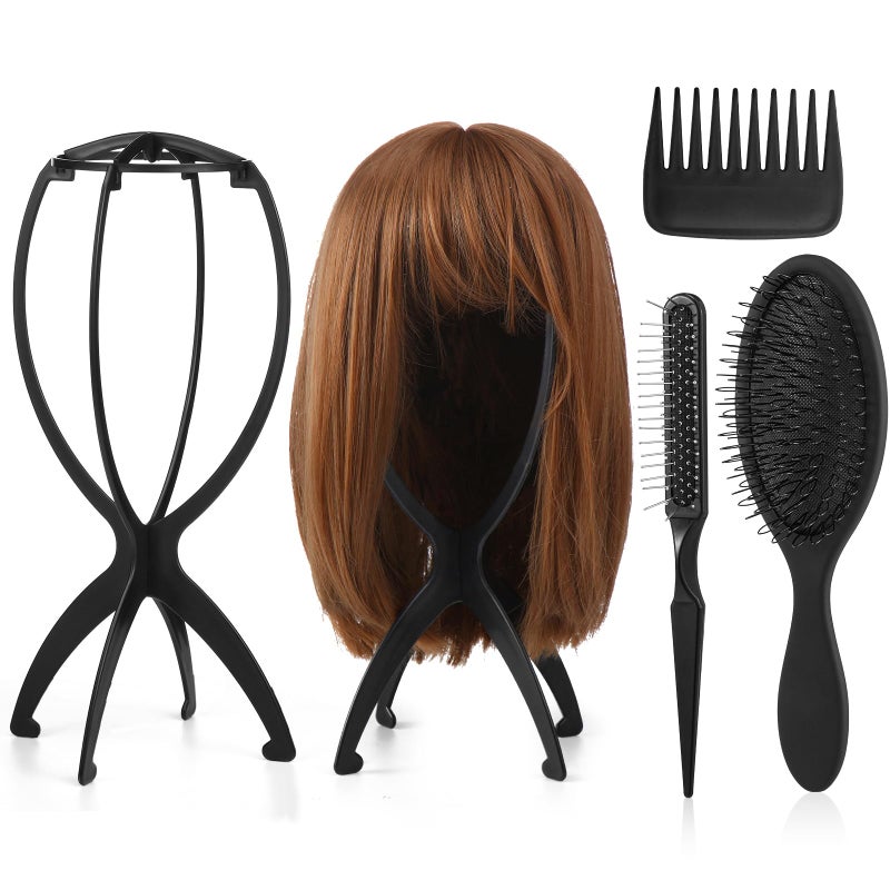 ProSuites 2 Pack Wig Head Stand with 3 PCS Wig Brush Comb, Travel Wig Holder Comb Set for for Women Multiple Wigs - Image 1