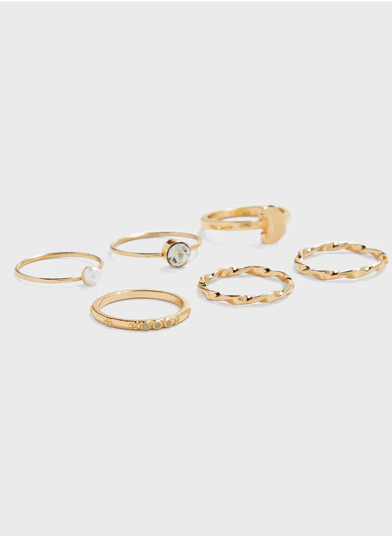 ELLA Pearl and Moon  Rings Multipack