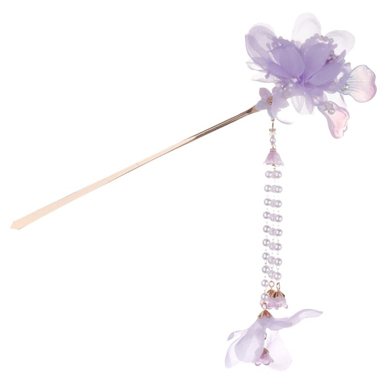 FOMIYES Hairpin Purple Hair Accessories  Tassel Hair Sticks Flower Hair Sticks Womens Hair Clips Barrettes for Hanfu Chinese Hair Bun Pins
