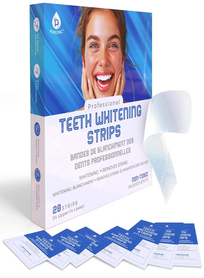 Pursonic Teeth Whitening Strips (28 Strips) - Non-Toxic & Peroxide-Free - Professional Instant Teeth Whitening at Home to Remove Coffee, Smoking, & Wine Stains - Image 1