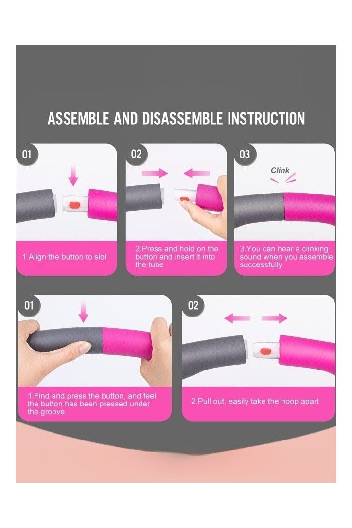 Weighted Hula Hoop 8 Segment Removable Hula Hoop with Exercise Belt Adult Weight Loss Adjustable Hula Hoop Exercise Hula Hoop with Soft Padding and Wavy Ridges - Image 3