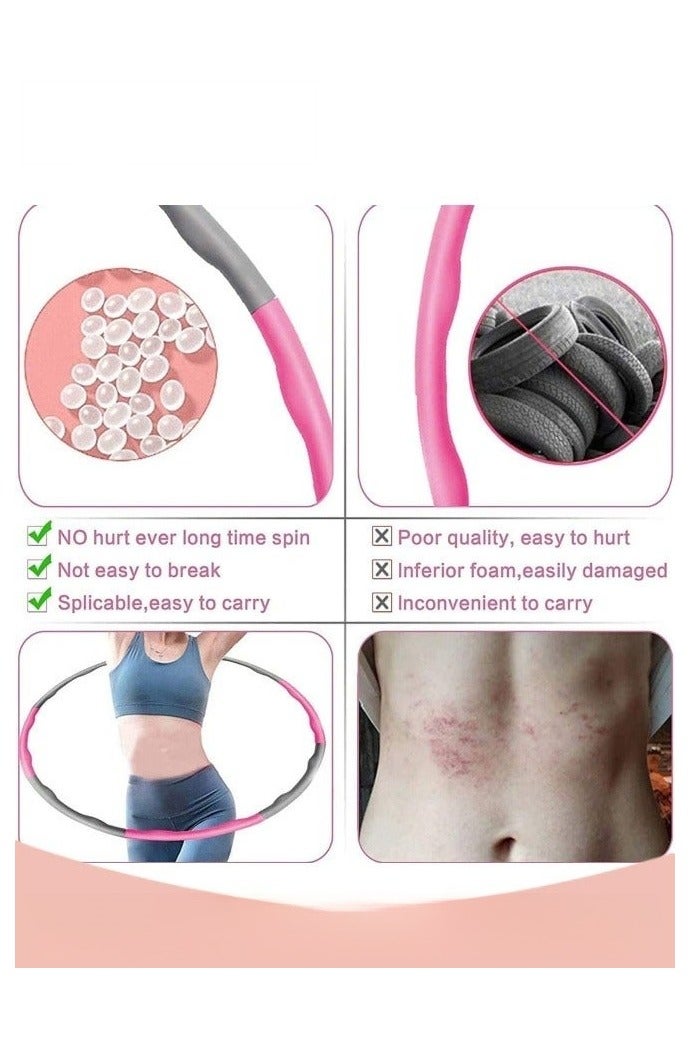 Weighted Hula Hoop 8 Segment Removable Hula Hoop with Exercise Belt Adult Weight Loss Adjustable Hula Hoop Exercise Hula Hoop with Soft Padding and Wavy Ridges - Image 2