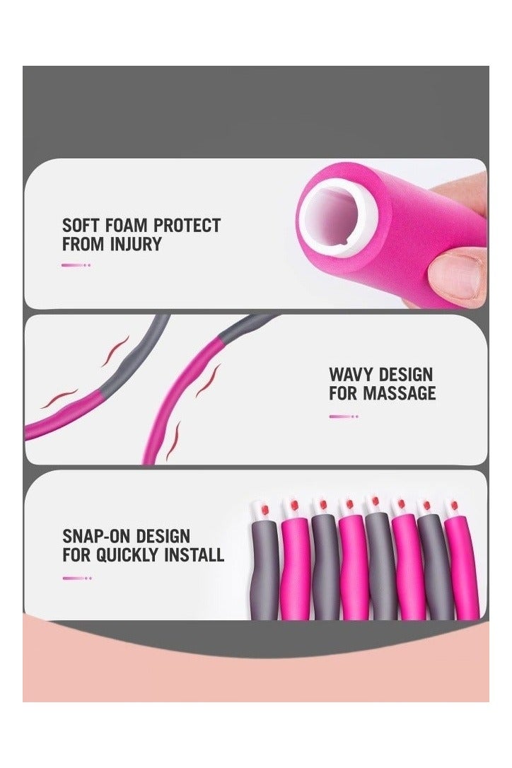 Weighted Hula Hoop 8 Segment Removable Hula Hoop with Exercise Belt Adult Weight Loss Adjustable Hula Hoop Exercise Hula Hoop with Soft Padding and Wavy Ridges - Image 4