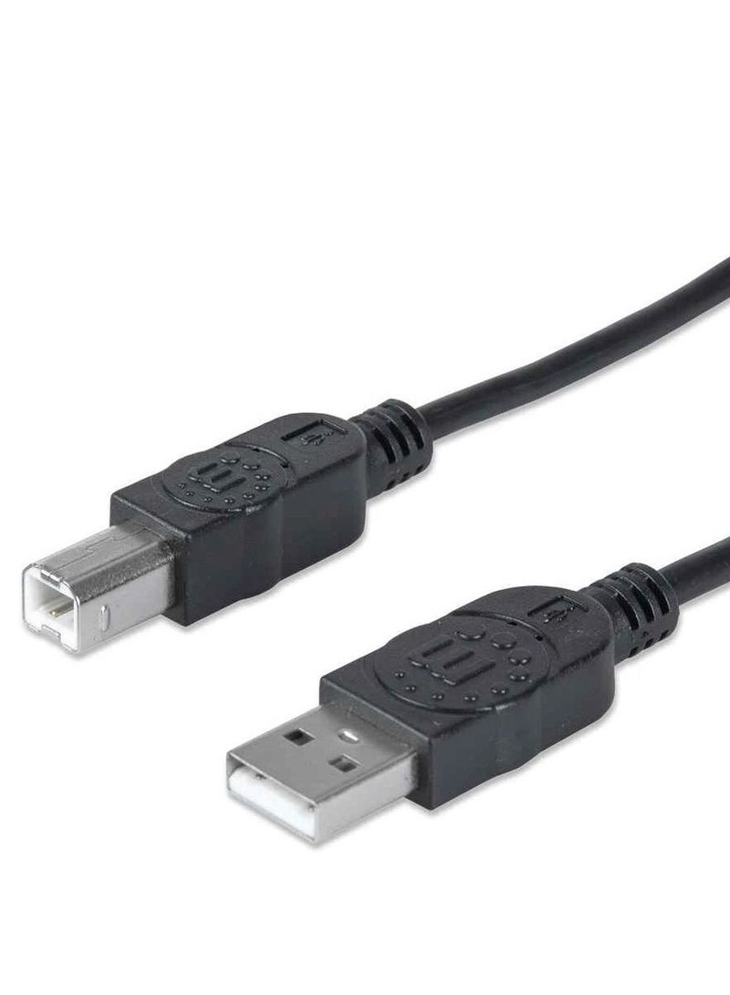 Manhattan 394635 Hi-Speed USB Printer Cable A Male / B Male 5M (15 ft.) - Black - Image 2