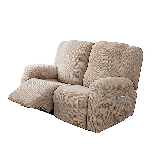 Genina Recliner Loveseat Cover Stretch Couch Covers Sofa slipcover for 2 Seat Reclining Couch Thick Jacquard Furniture Protector Taupe