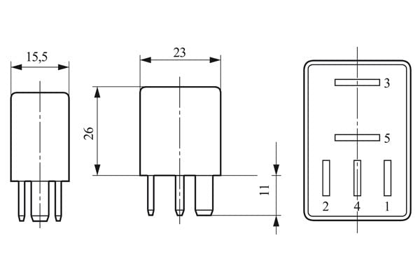 BOSCH 0332201107 Changeover Micro Relay - 5 Pins, 12 V, 30/10 A - Single - Image 2