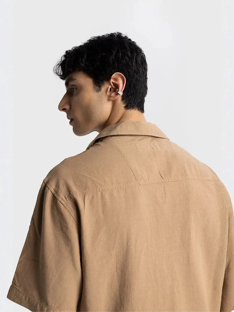 Giesto Tan Natural GIESTO Regular Fit Short Sleeve Shirt for Men | Best Price UAE