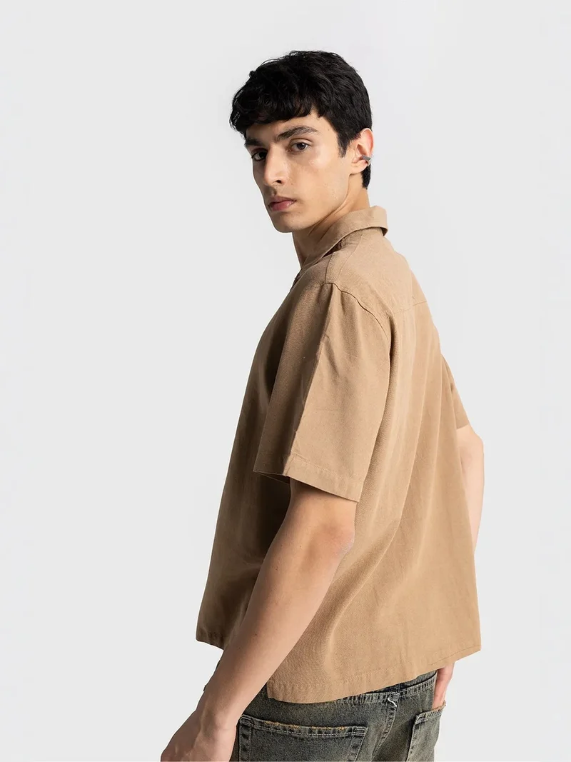 Giesto Tan Natural GIESTO Regular Fit Short Sleeve Shirt for Men | Best Price UAE