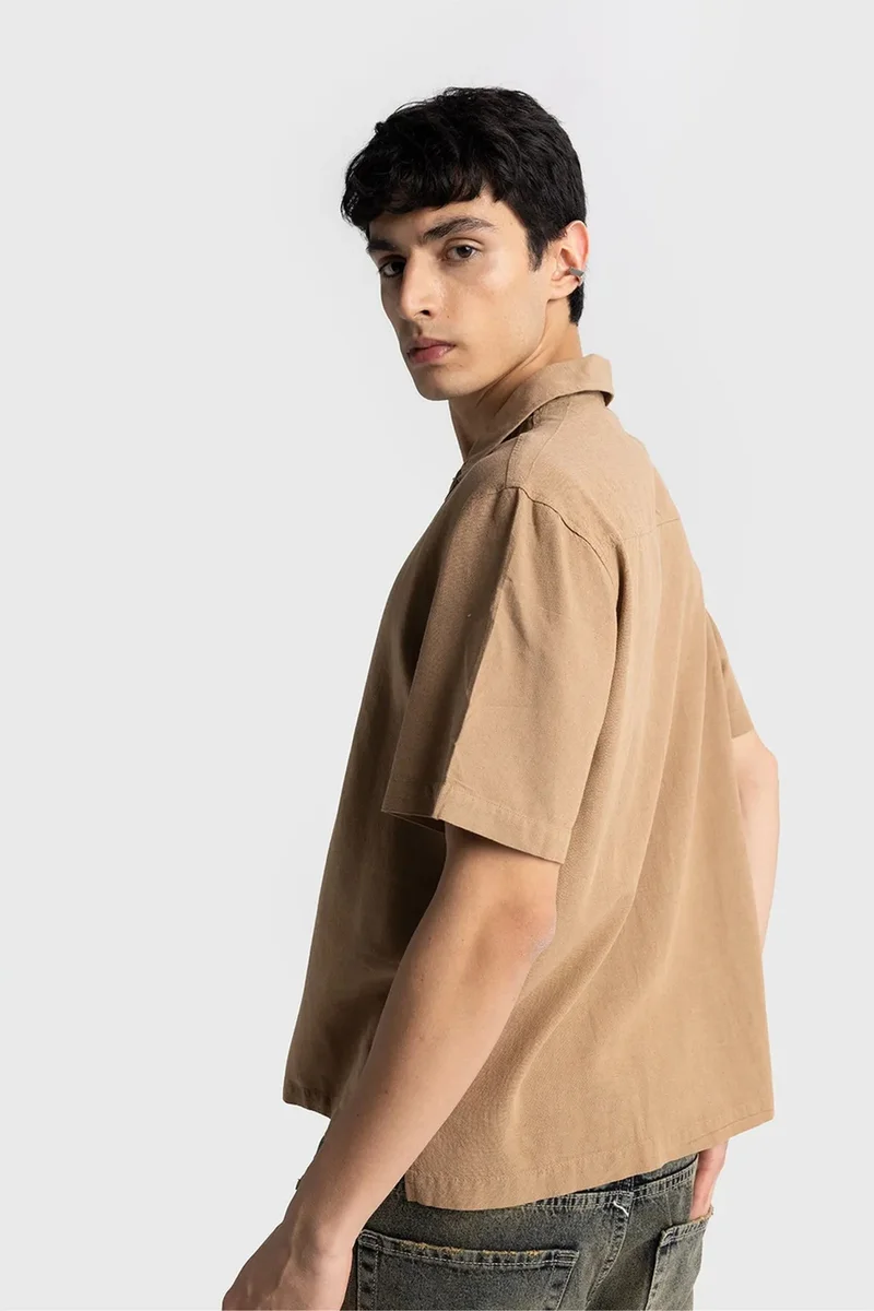 Giesto Tan Natural GIESTO Regular Fit Short Sleeve Shirt for Men | Best Price UAE