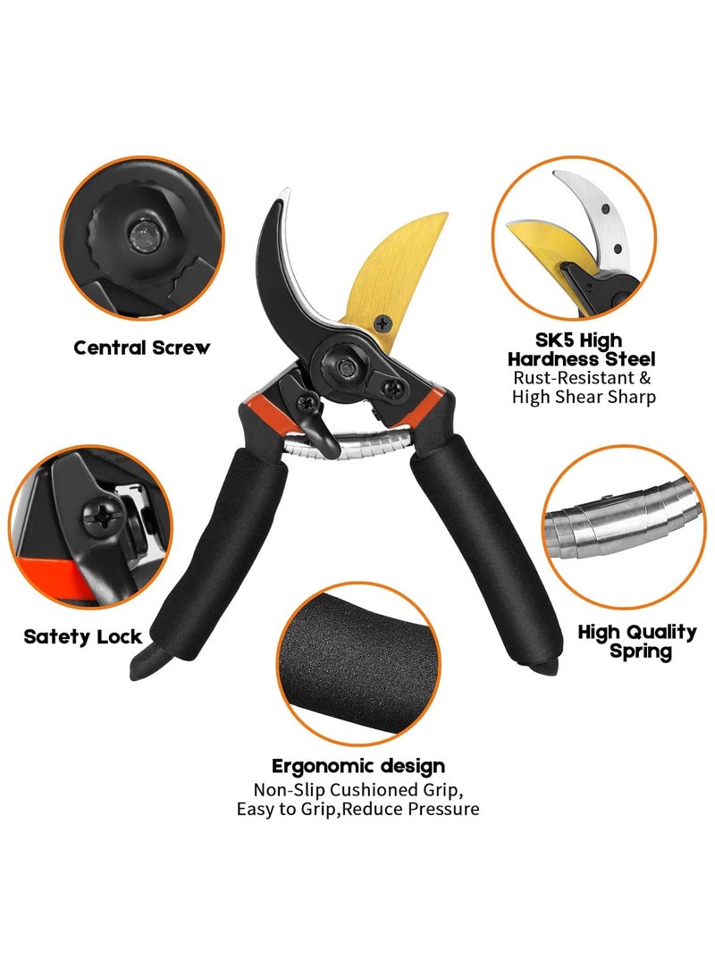 Pruning Shears for Gardening, Professional Bypass Pruning Shears and Micro-tip Garden Scissors, Sharp Stainless Steel Blade, Garden Clippers for Rose, Plant, Tree, Garden Fift - Image 2