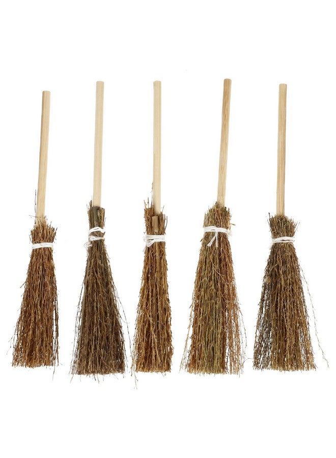 Toyvian Whisk Broom Dollhouse Miniature Broom Witches Prop Broom Mini Broom Costume Hangings Decorations Dollhouse Accessories Party Supplies Micro Landscape Decor 5 Pieces Outdoor Broom - Image 1