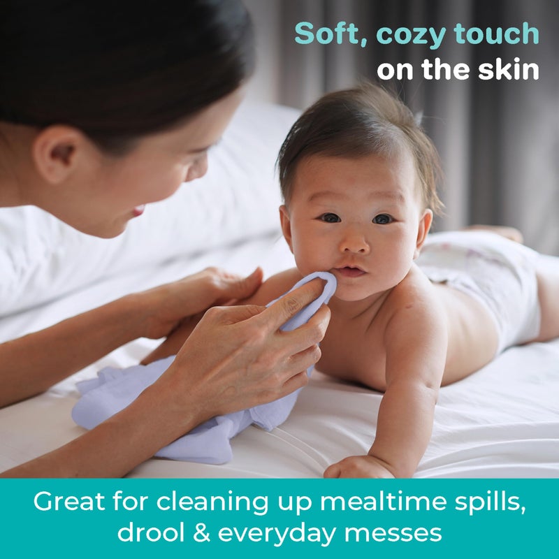 Spasilk 10-Piece Washcloth Set for Newborn Boys and Girls, Soft Terry Baby Washcloths, Baby Essentials, Blue Dots - Image 5