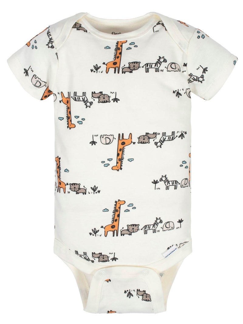 Gerber Baby 8-Pack Short Sleeve Onesies Bodysuits, Jungle Blue, Newborn - Image 4