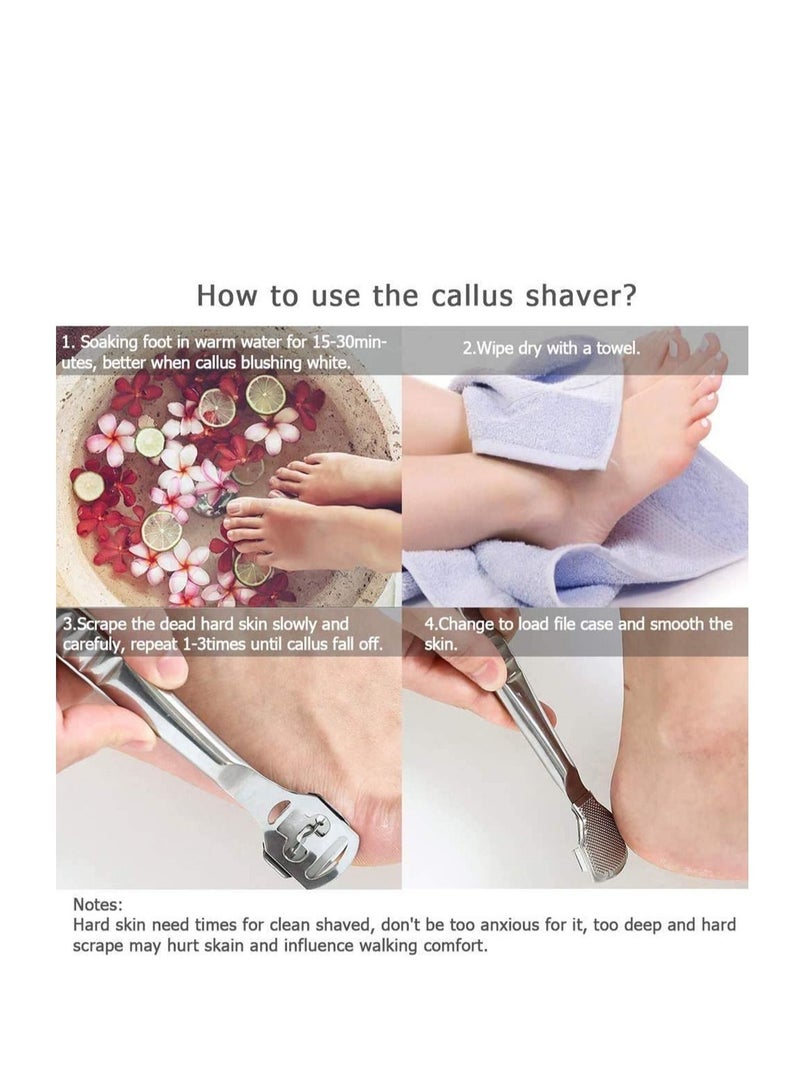 SYOSI Foot Scraper Stainless Steel Files Care Pedicure Dead Hard Skin Remover Tool with 10 Blades for Wet and Dry Feet - Image 3