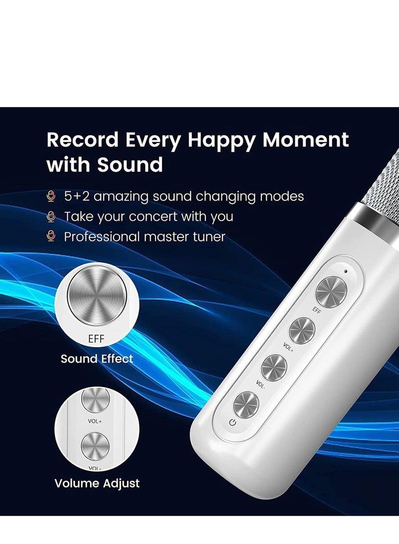 JAJEEK Karaoke Machine Gift (White) | Portable Bluetooth Karaoke Speaker | 2 Wireless Microphones | PA System with Echo & Voice Cut | Perfect Gift for Family, Parties, and Special Occasions  - Image 3
