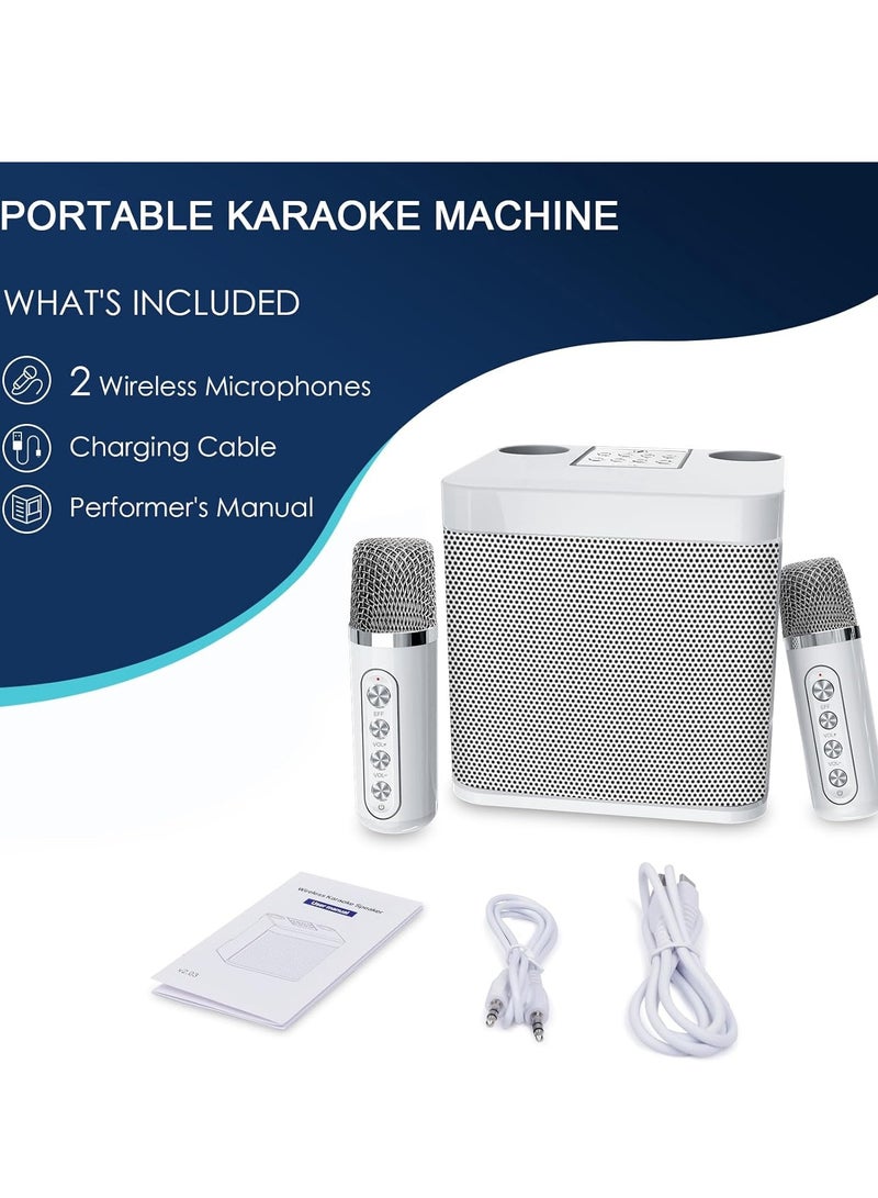 JAJEEK Karaoke Machine Gift (White) | Portable Bluetooth Karaoke Speaker | 2 Wireless Microphones | PA System with Echo & Voice Cut | Perfect Gift for Family, Parties, and Special Occasions  - Image 5