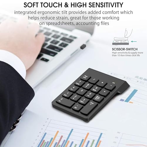 NOOX Wireless Number Pad, Numeric Keypad Numpad Keyboard 10 Key USB Keypad Office Accounting Essentials Desktop Computer Laptops Accessories Compatible Chromebook Notebook EliteBook MateBook etc. - Image 5