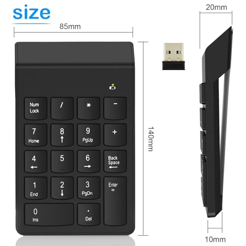 NOOX Wireless Number Pad, Numeric Keypad Numpad Keyboard 10 Key USB Keypad Office Accounting Essentials Desktop Computer Laptops Accessories Compatible Chromebook Notebook EliteBook MateBook etc. - Image 2