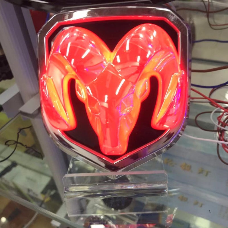 Dodge Ram Car Logo Cool Wei Kubo LED Luminous Illuminated Modified Ram Car Sticker Tail Logo Head Logo Red 11.8*13.6cm