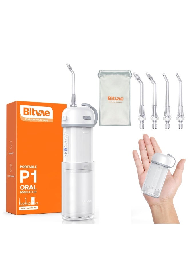 Bitvae P1 Portable Water Flosser for Teeth – Cordless Mini Oral Irrigator with Collapsible Water Tank, 40-Day Battery, Type-C Rechargeable, 360° Rotating Nozzle, IPX7 Waterproof – Travel & Home Use (Frost White) - Image 1