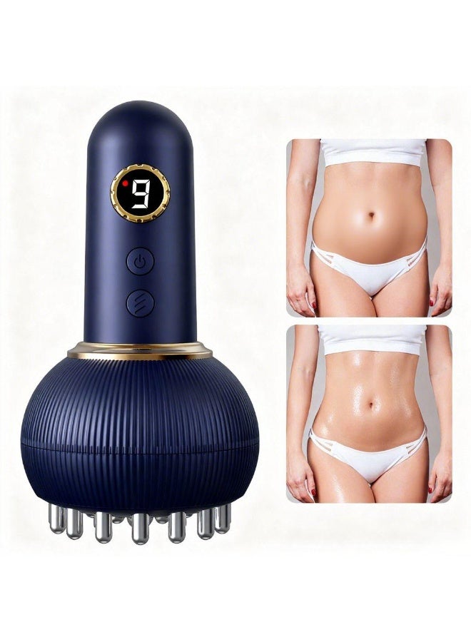 آيسيلي جهاز تدليك التصريف اللمفاوي وأداة تدليك مضادة للسيلوليت، فرشاة كهربائية لخطوط الطول، جهاز تدليك عميق للأنسجة، جهاز تدليك لتخفيف آلام عرق النسا مع 9 سرعات قابلة للتعديل، يساعد على تقليل علامات التمدد والسيلوليت، للساقين والذراعين والبطن، جهاز نحت الجسم مع تيار كهربائي دقيق، ضوء، حرارة واهتزاز (أزرق) - Image 1