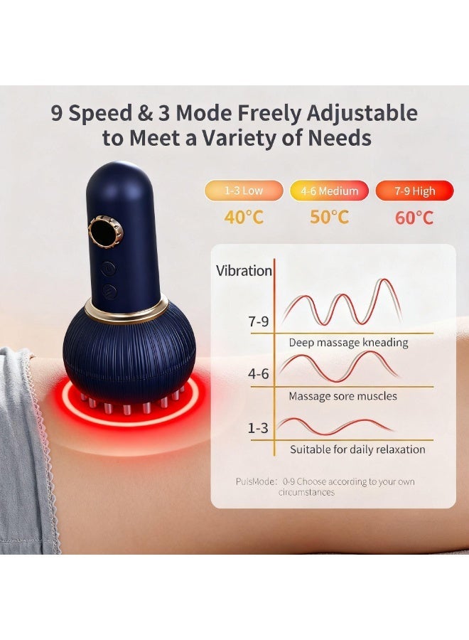 آيسيلي جهاز تدليك التصريف اللمفاوي وأداة تدليك مضادة للسيلوليت، فرشاة كهربائية لخطوط الطول، جهاز تدليك عميق للأنسجة، جهاز تدليك لتخفيف آلام عرق النسا مع 9 سرعات قابلة للتعديل، يساعد على تقليل علامات التمدد والسيلوليت، للساقين والذراعين والبطن، جهاز نحت الجسم مع تيار كهربائي دقيق، ضوء، حرارة واهتزاز (أزرق) - Image 3