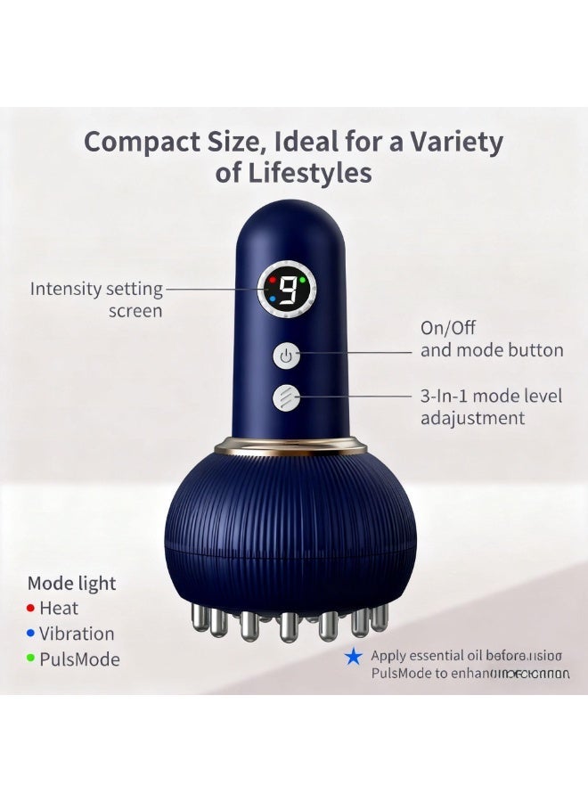 آيسيلي جهاز تدليك التصريف اللمفاوي وأداة تدليك مضادة للسيلوليت، فرشاة كهربائية لخطوط الطول، جهاز تدليك عميق للأنسجة، جهاز تدليك لتخفيف آلام عرق النسا مع 9 سرعات قابلة للتعديل، يساعد على تقليل علامات التمدد والسيلوليت، للساقين والذراعين والبطن، جهاز نحت الجسم مع تيار كهربائي دقيق، ضوء، حرارة واهتزاز (أزرق) - Image 4